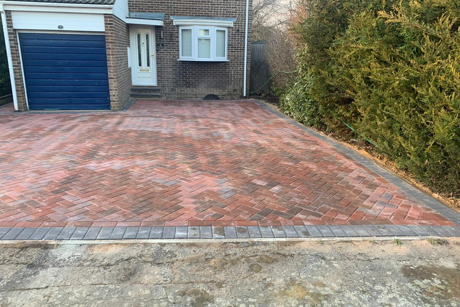completed block paved driveway