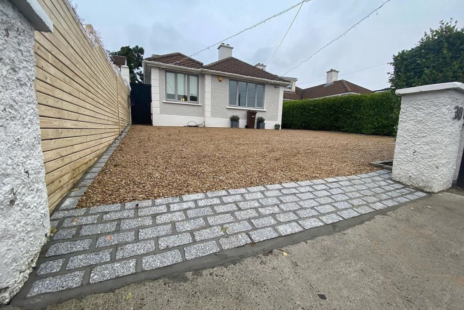 completed gravel driveway, project view 1