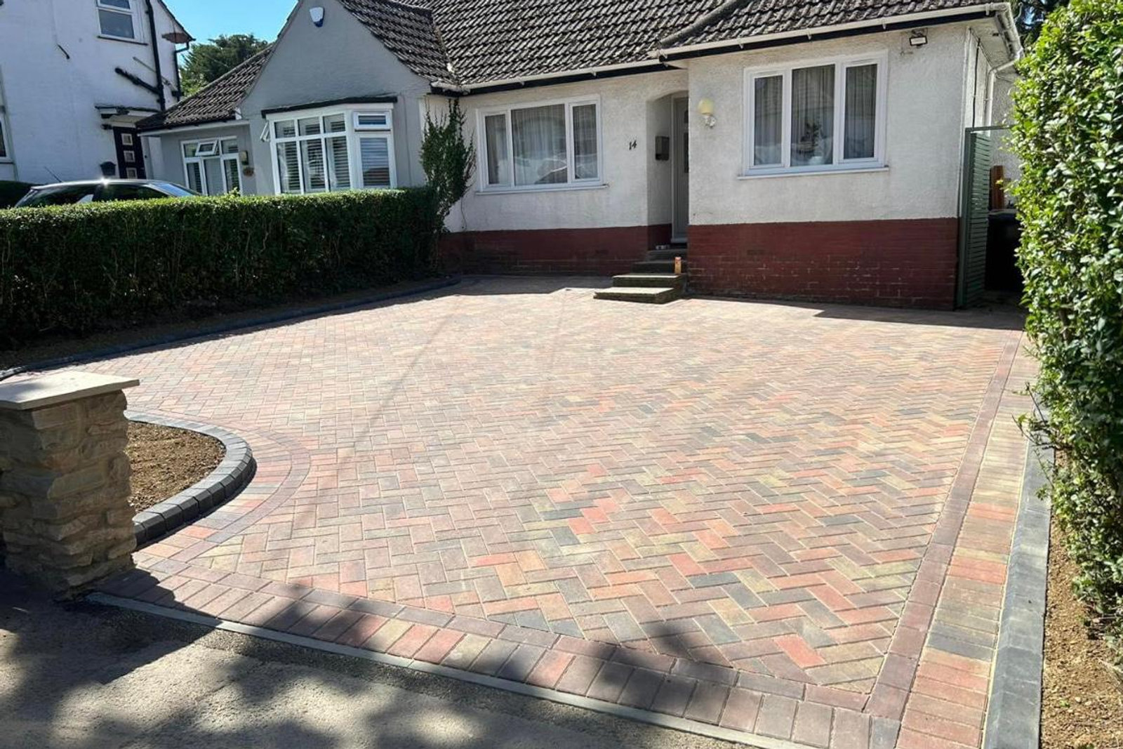 completed block paved driveway, project view 13