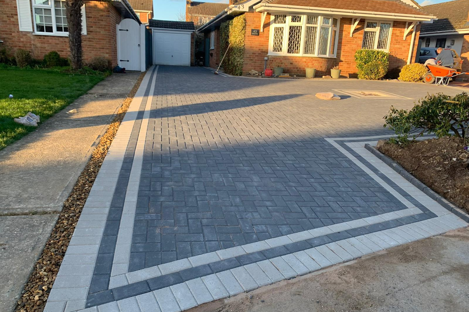 completed block paved driveway, project view 4
