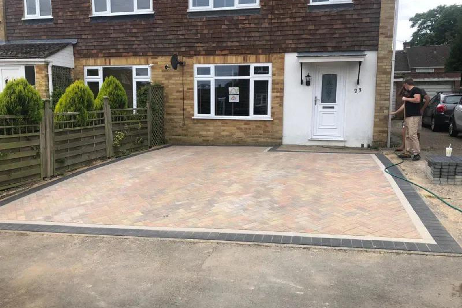 completed block paved driveway, project view 11