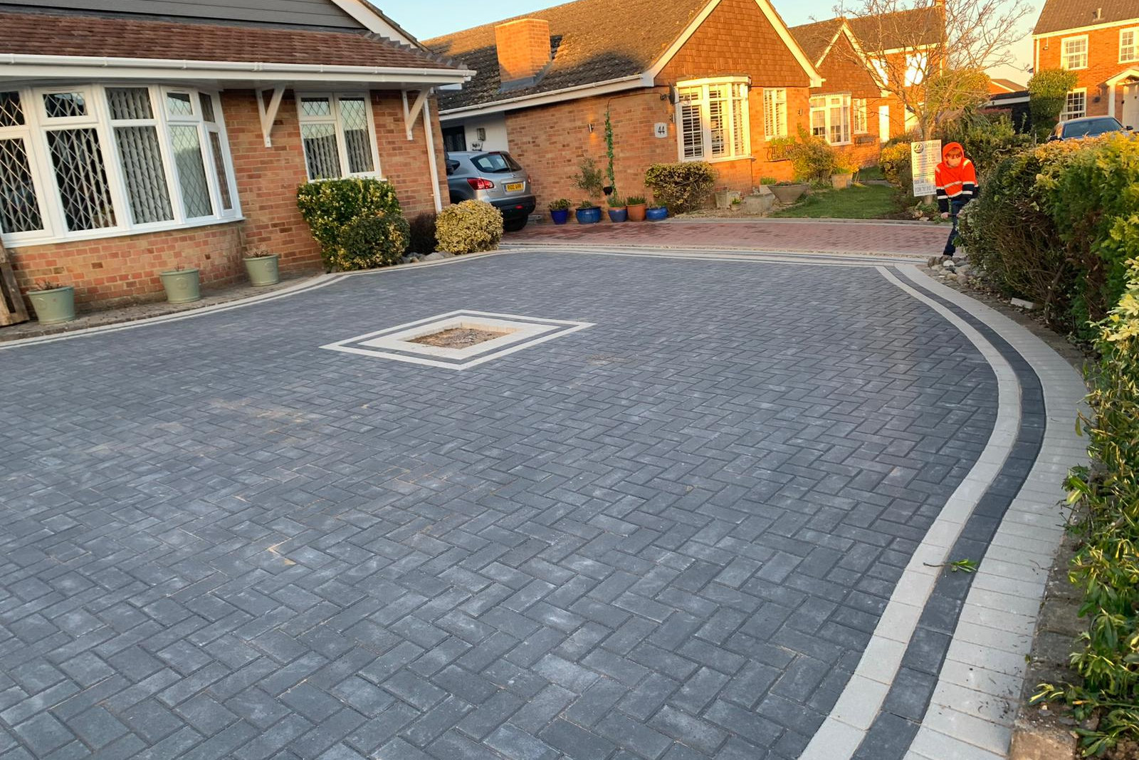 completed block paved driveway, project view 10