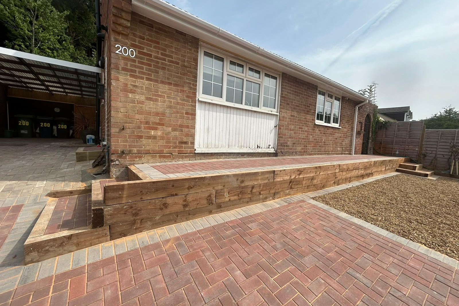 completed block paved driveway, project view 5