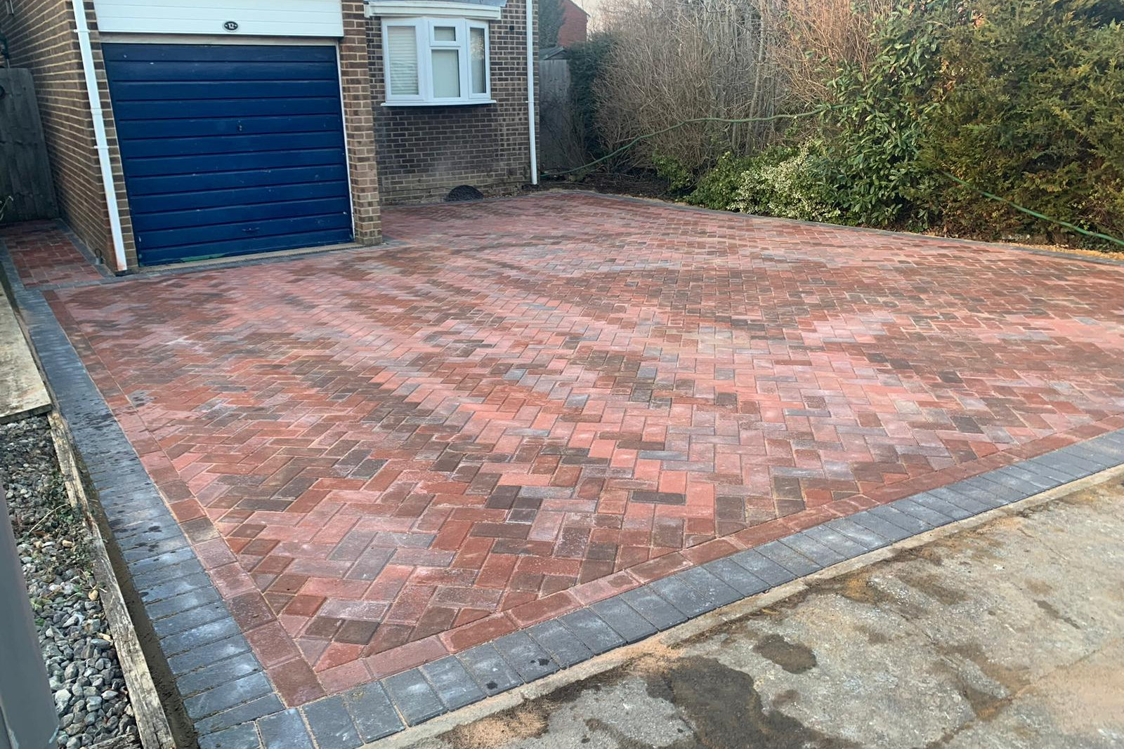 completed block paved driveway, project view 12
