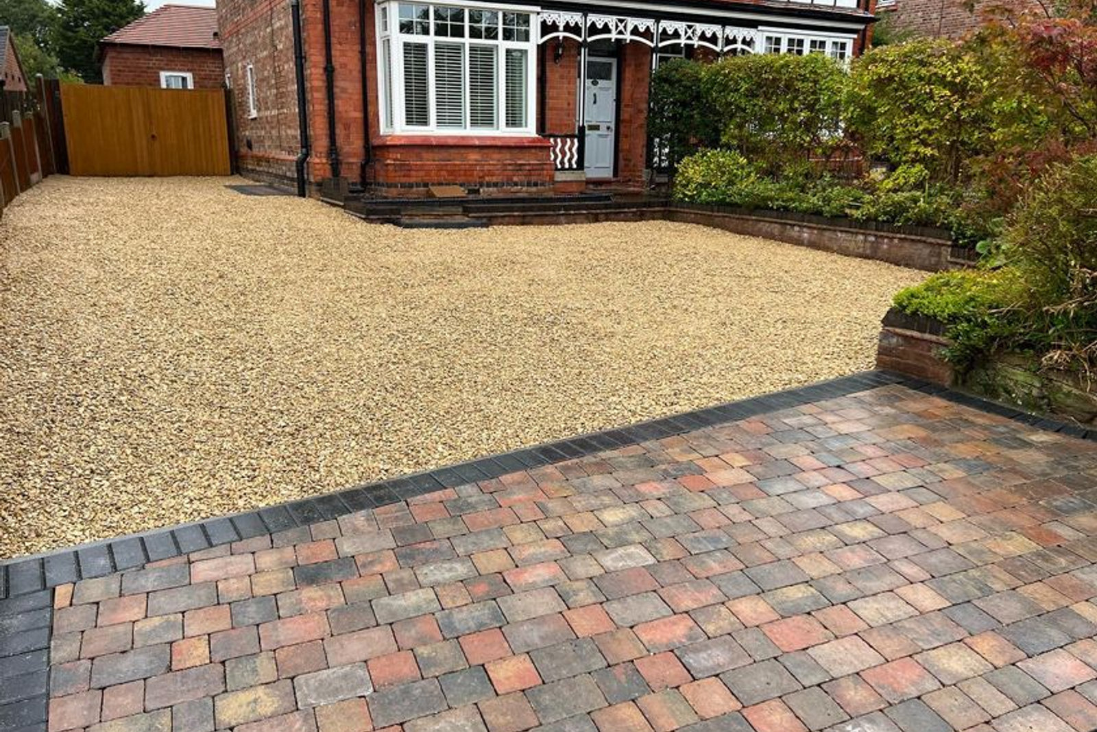 completed block paved driveway, project view 9