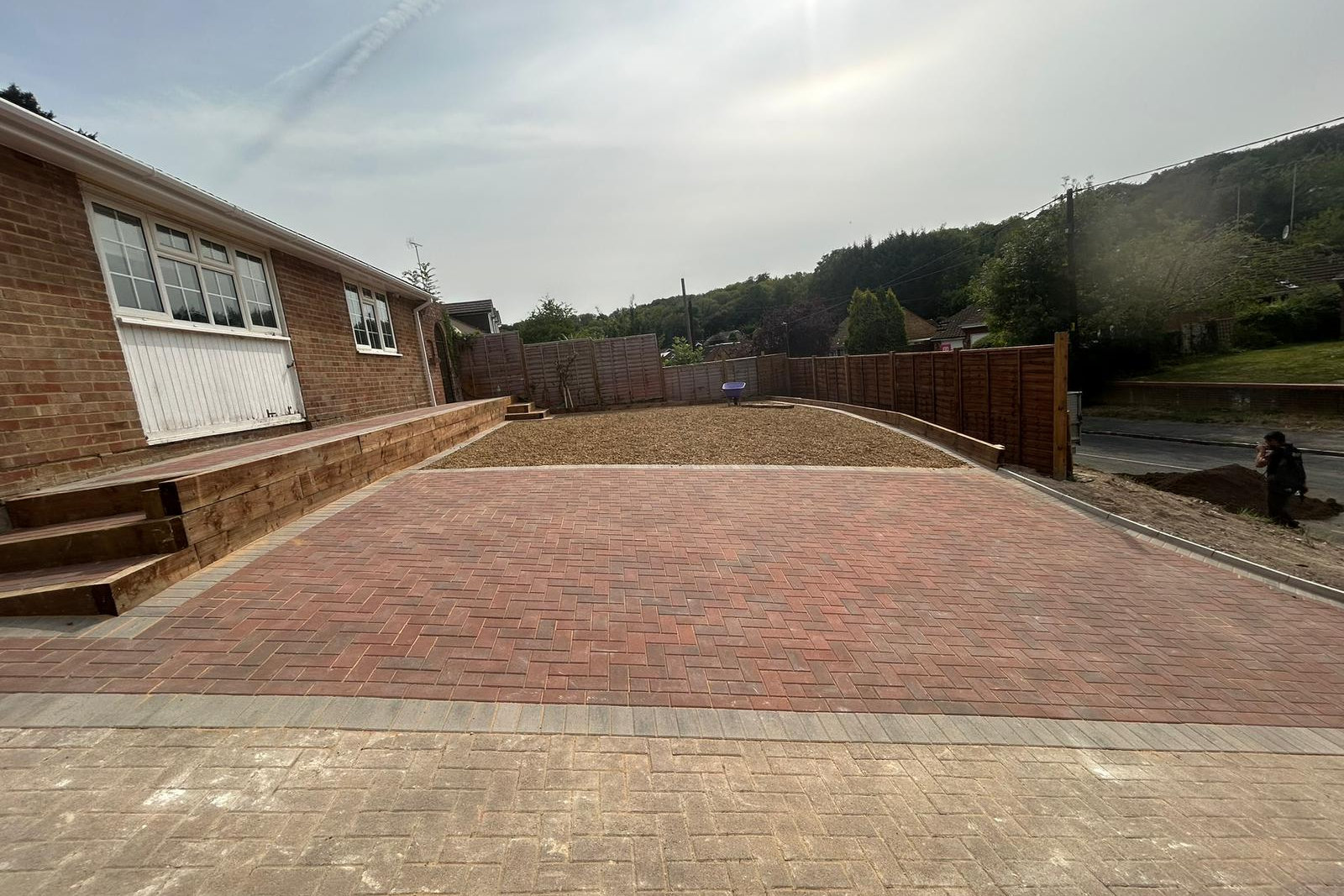 completed block paved driveway, project view 7